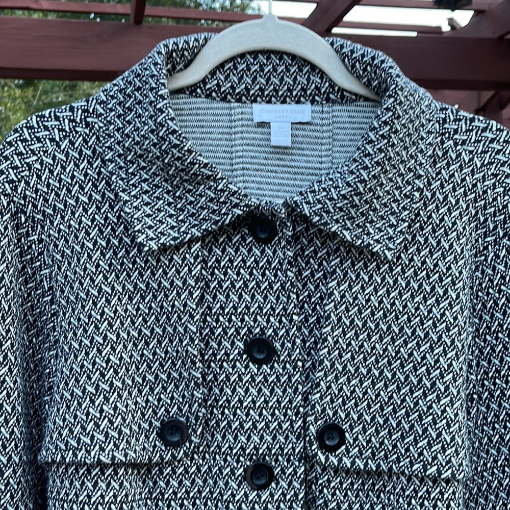 🌺 CHARTER CLUB; Black & White Short Blazer with 3/4 Sleeves. Sz. OX Fits 14-16! - Picture 5 of 10